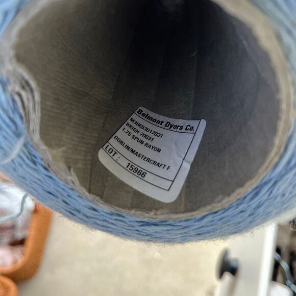 VTG Belmont Dyers Co. Light Blue Spun Rayon Yarn Cone – 17 oz, Slub Texture - Picture 7 of 7